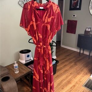 Liz Claiborne Red and Orange Maxi Dress